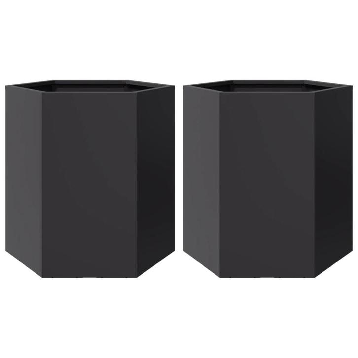 Zeshoek Plantenbakken Zwart - OP=OP - Tuin Decoratie, Tuin en Terras, Bloembakken en Plantenbakken, 30 tot 60 cm, Minder dan 60 cm