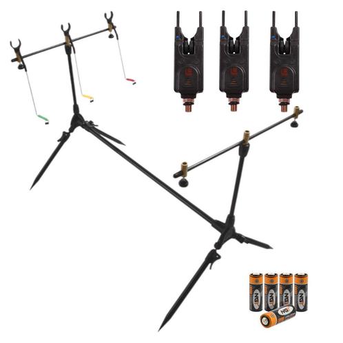 NGT ‘Session’ Rod Pod + 3 x NGT VX-1 Bite Alarm With Volume, Watersport en Boten, Hengelsport | Algemeen, Overige typen, Nieuw