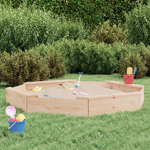 vidaXL Zandbak met bankjes achthoekig massief grenenhout, Kinderen en Baby's, Speelgoed | Buiten | Zandbakken, Nieuw, Verzenden