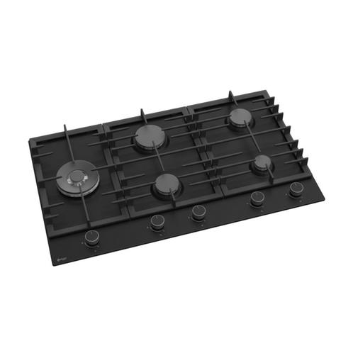 Wiggo WH-G935RR(B) - Inbouw gaskookplaat met Wok - 90cm - Zw, Witgoed en Apparatuur, Kookplaten, Nieuw, Verzenden