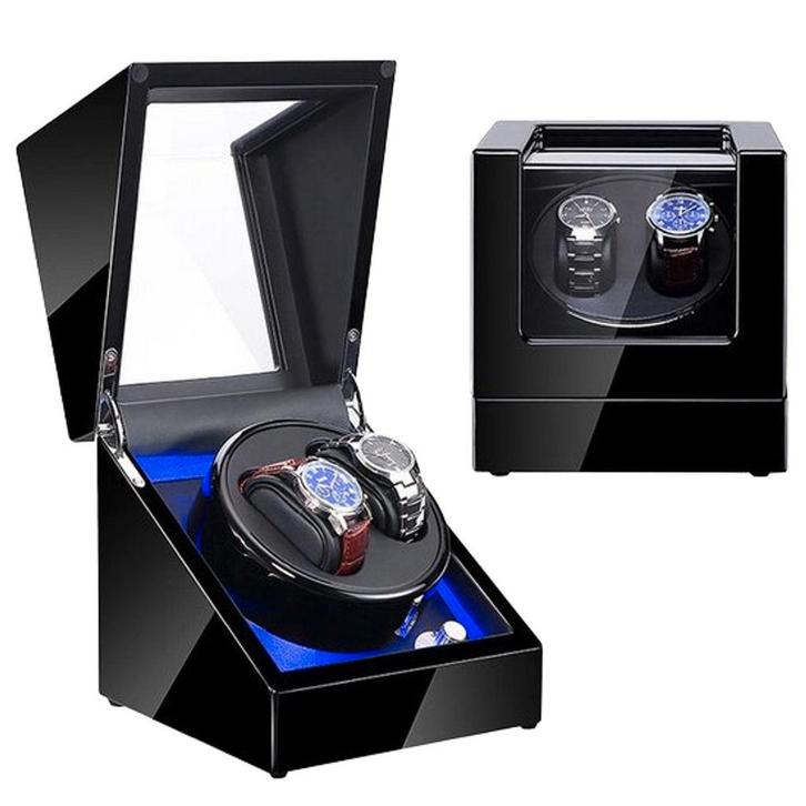 Olvy Time - Luxe Watchwinder voor 2 Horloges - Met LED Verli, Huis en Inrichting, Kasten | Computermeubels, Nieuw, Verzenden