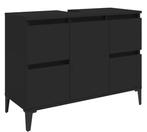 Zwarte Wastafelkast – Moderne Badkamerkast met 4 Lades, Huis en Inrichting, Badkamer | Badkamermeubels, Verzenden, Nieuw