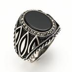 Zonder minimumprijs - Ring Zilver Onyx - Herenring, Sieraden, Tassen en Uiterlijk, Ringen, Nieuw
