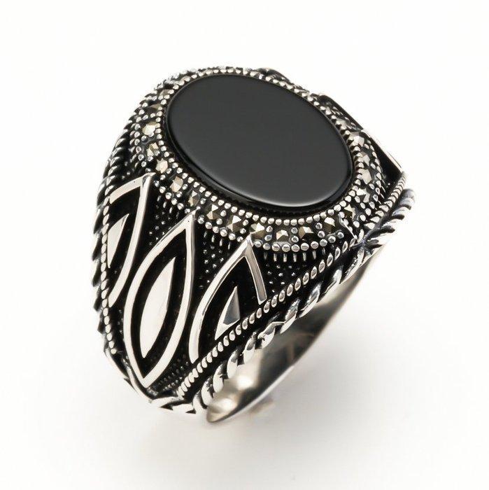 Zonder minimumprijs - Ring Zilver Onyx - Herenring, Sieraden, Tassen en Uiterlijk, Ringen
