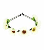 Haarband Diadeem Bloemen 3cm Wit, Nieuw