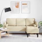 vidaXL Bank 3-zits L-vormig 160 cm stof crèmekleurig, Verzenden, Minder dan 150 cm, Stof, Driepersoons