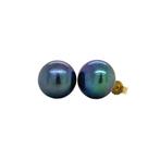 Gouden oorstekers met zwarte parel 14 krt, Sieraden, Tassen en Uiterlijk, Oorbellen, Ophalen of Verzenden, Nieuw