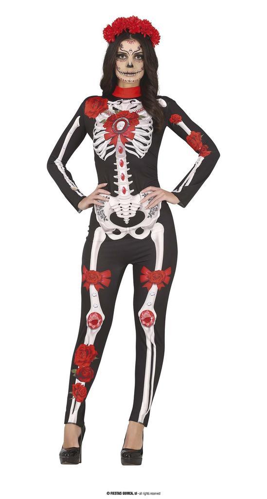 Day of the dead jumpsuit dames, Hobby en Vrije tijd, Feestartikelen, Feestartikel, Nieuw, Verzenden