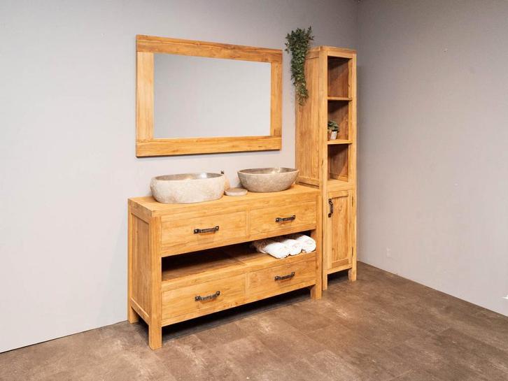 Teak badkamermeubelset compleet badmeubel, Huis en Inrichting, Badkamer | Complete badkamers, Nieuw, Ophalen of Verzenden
