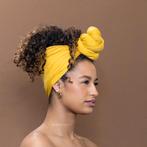 Ochre geel hoofddoek - Headwrap van stretchy Jersey stof, Kleding | Dames, Nieuw, Ophalen of Verzenden
