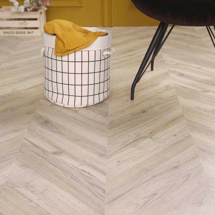 LEEGVERKOOP | Visgraat plak-PVC krijtwit v.a. €7,98 per m², Huis en Inrichting, Stoffering | Vloerbedekking, Wit, Crème, Beige