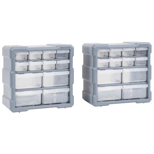 vidaXL Organisers met 12 lades 2 st 26,5x16x26 cm, Doe-het-zelf en Verbouw, Gereedschapskisten, Nieuw, Verzenden