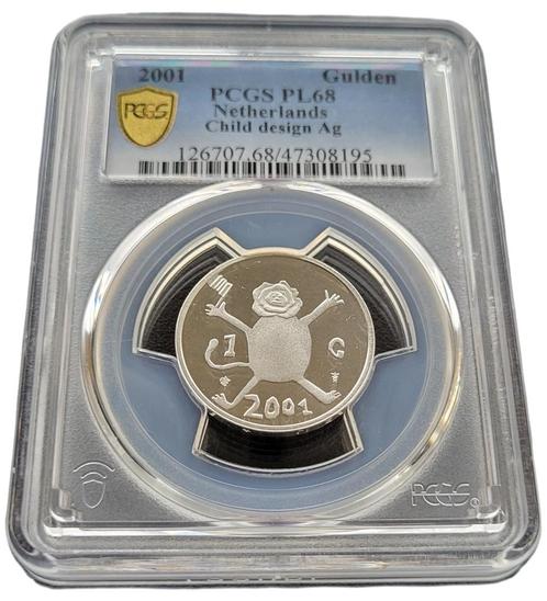 Koningin Beatrix zilveren 1 gulden 2001 Loeki - PL68 PCGS, Postzegels en Munten, Munten | Nederland, Losse munt, Zilver, Verzenden