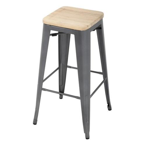 Barkruk Bolero Bistro | Grijs/Hout | 4 Stuks, Zakelijke goederen, Horeca | Keukenapparatuur, Nieuw in verpakking, Verzenden