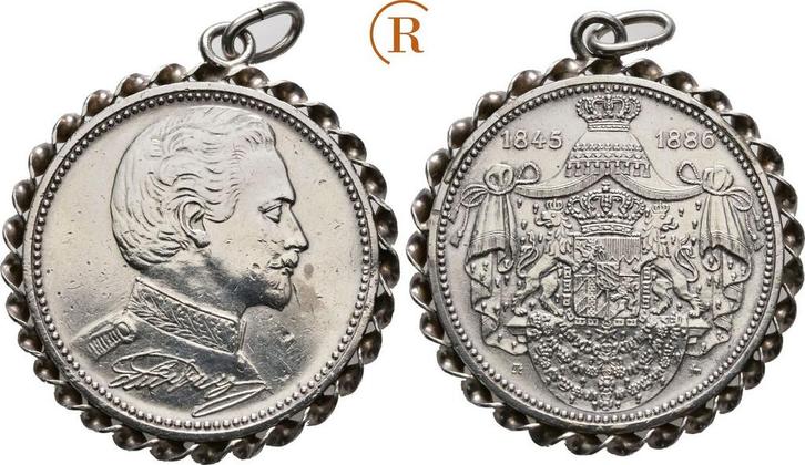 Zilver medaille auf seinen Tod Bayern: Ludwig Ii, 1864-1886:, Postzegels en Munten, Penningen en Medailles, Verzenden