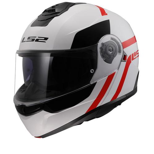 LS2 FF908 STROBE II AUTOX Wit Rood-06 Systeemhelm, Motoren, Kleding | Motorhelmen, Systeemhelm, Heren, XS, Nieuw met kaartje, Overige merken