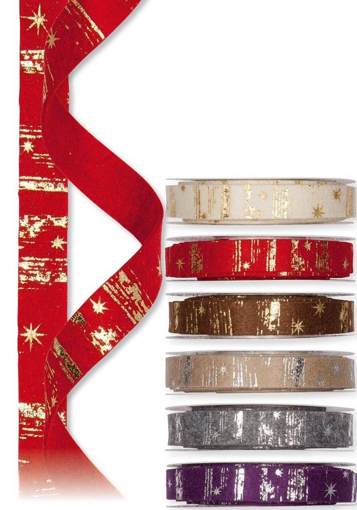 Vilt lint viltband bedrukt met sterren 70 creme goud 2 cm, Huis en Inrichting, Woonaccessoires | Kunstplanten en Kunstbloemen