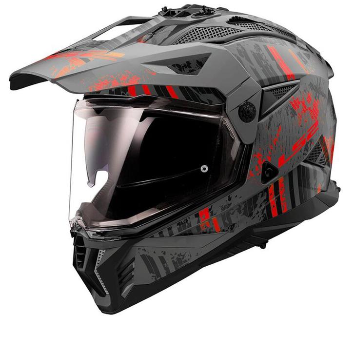 LS2 MX702 Pioneer II Crazy Zwart Rood Adventure Helm, Motoren, Kleding | Motorhelmen, XXL, Nieuw met kaartje, Overige merken, Offroadhelm