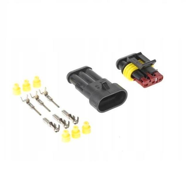 Hermetische connector set - 12 tot 24 Volt - 3 pin superseal, Doe-het-zelf en Verbouw, Elektra en Kabels, Overige typen, Nieuw