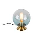 Art deco tafellamp messing met blauw glas - Pallon, Huis en Inrichting, Nieuw, Glas, Art Deco, Minder dan 50 cm