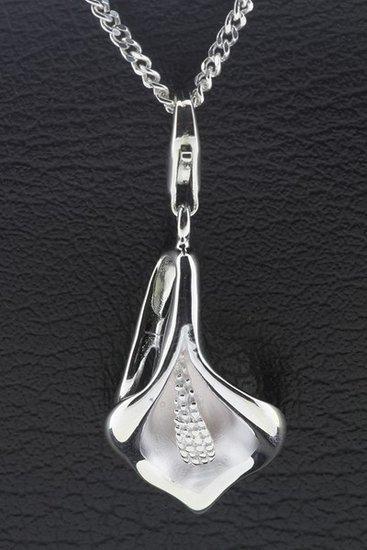 Zilveren Calla bloem hanger en/of bedel, Sieraden, Tassen en Uiterlijk, Bedels, Verzenden