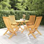 vidaXL 5-delige Tuinset massief teakhout, 4 zitplaatsen, Verzenden, Nieuw, Tuinset