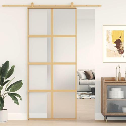 vidaXL Schuifdeur 90x205 cm mat ESG-glas en aluminium, Doe-het-zelf en Verbouw, Deuren en Horren, Nieuw, Verzenden