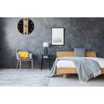 REA Retro metalen wandklok - mat zwart - Ø 35 cm - houten.., Ophalen of Verzenden, Nieuw