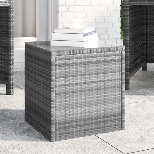 vidaXL Bijzettafel 40x37x40,5 cm poly rattan en gehard glas, Huis en Inrichting, Tafels | Bijzettafels, Nieuw, Verzenden