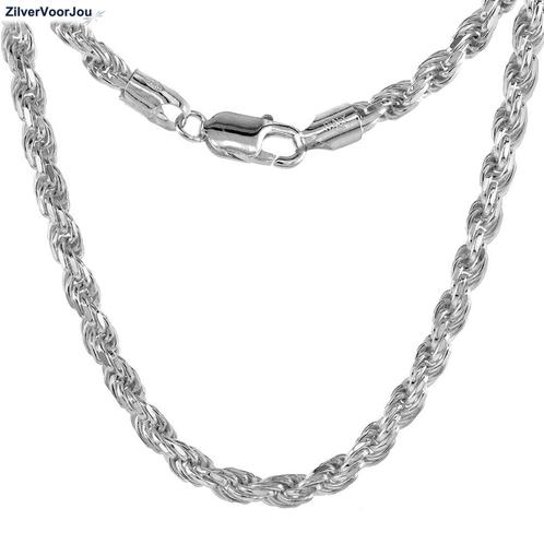 Zilveren rope ketting 55 cm 5mm, Sieraden, Tassen en Uiterlijk, Kettingen, Nieuw, Verzenden