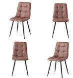 Set van 4 Velvet Eetkamerstoelen – Comfort en Metalen Poten, Huis en Inrichting, Stoelen, Verzenden, Nieuw