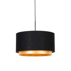 Moderne hanglamp zwart met goud 47 cm duo kap - Combi, Huis en Inrichting, Lampen | Hanglampen, Nieuw, Overige materialen, Modern