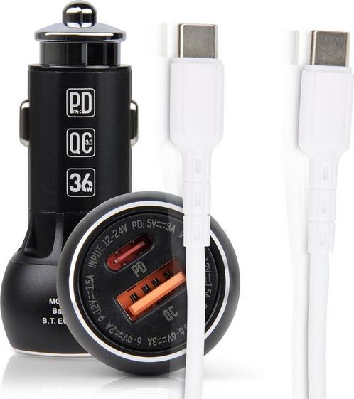 Autolader USB C - Auto Oplader USB A & TYPE C + 60W USB-C, Telecommunicatie, Autoladers, Ophalen of Verzenden