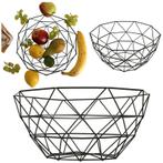 Ikonka Aluminium Fruitschaal 26 cm Zwart - Ronde Fruitmand, Ophalen of Verzenden, Nieuw