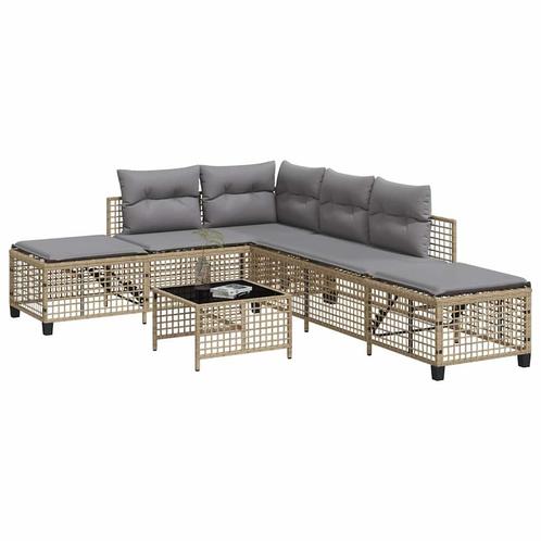 vidaXL 3-delige Loungeset met kussens poly rattan gemengd, Tuin en Terras, Tuinsets en Loungesets, Loungeset, Nieuw, Rotan, Verzenden