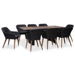vidaXL 9-delige Tuinset met kussens poly rattan zwart, Nieuw, 8 zitplaatsen, Tuinset, Verzenden
