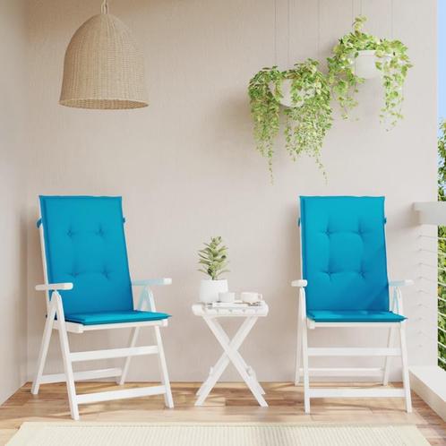 vidaXL Tuinstoelkussens 2 st hoge rug 120x50x3 cm stof blauw, Huis en Inrichting, Woonaccessoires | Kussens, Blauw, Nieuw, Verzenden