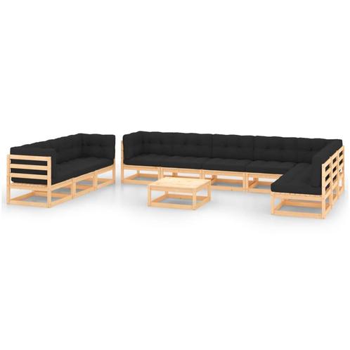 vidaXL 11-delige Loungeset met antracietkleurige kussens, Tuin en Terras, Tuinsets en Loungesets, Loungeset, Nieuw, Verzenden