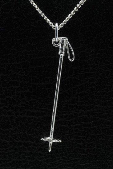 Zilveren Skistok ketting hanger, Sieraden, Tassen en Uiterlijk, Kettinghangers, Verzenden