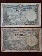 Belgisch-Congo. - 2 x 5 francs 1924 Matadi and Stanleyville