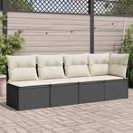 vidaXL Tuinbank 4-zits met kussens poly rattan zwart, Verzenden, Nieuw, Rotan