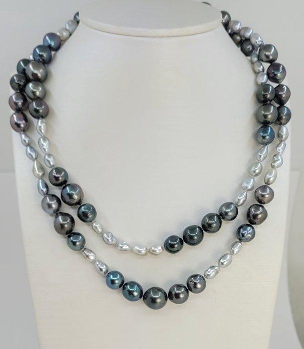 Halsketting 6x12mm Keshi Tahiti parels, Zilver, Sieraden, Tassen en Uiterlijk, Kettingen