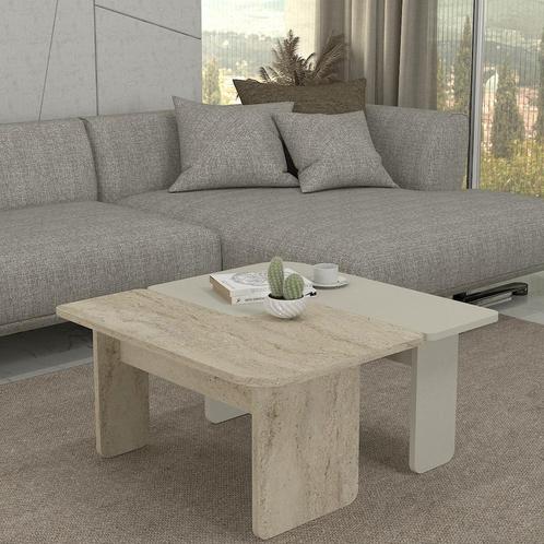 Salontafel Boneksbelt 2-delig travertijn en zandsteen 75x75x, Huis en Inrichting, Tafels | Salontafels, Verzenden