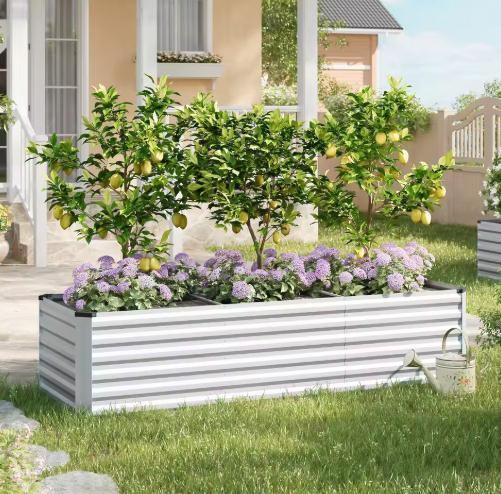 Stalen Verhoogd Bed Anti-Roest Zilver Tuin Balkon Groenten, Tuin en Terras, Bloembakken en Plantenbakken, Nieuw, Verzenden