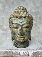 sculptuur, NO RESERVE PRICE - Bronze Patinated Buddha Head -