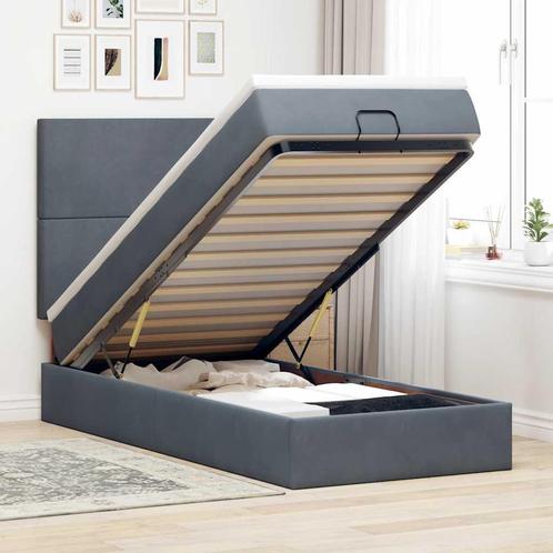 vidaXL Ottoman bed met matrassen 90x200cm fluweel, Huis en Inrichting, Slaapkamer | Bedden, 90 cm, 200 cm, Grijs, Eenpersoons