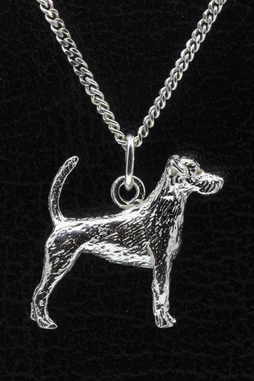 Zilveren Jack russell terrier parson gladhaar met staart ..., Sieraden, Tassen en Uiterlijk, Kettinghangers, Verzenden
