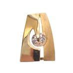 9 Krt. Fantasie hanger met zirconia (subtiele hanger), Goud, Met edelsteen, Ophalen of Verzenden