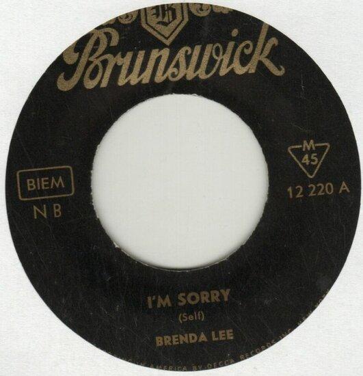 Brenda Lee - Im sorry + Thats all you gotta do (Vinylsi..., Cd's en Dvd's, Vinyl Singles, Verzenden