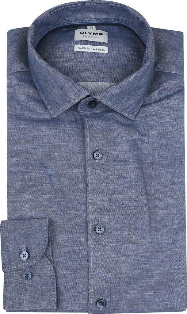 OLYMP Level 5 Overhemd Linnen Blend Blauw maat 42 Heren, Kleding | Heren, Overhemden, Nieuw, Verzenden